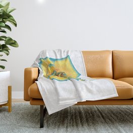 Yellow and Turquoise Rose Throw Blanket