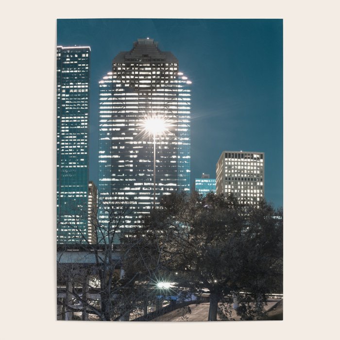 Downtown Houston Panoramic Skyline at Dusk Poster by Gregory Ballos Fine Art Photography Society6