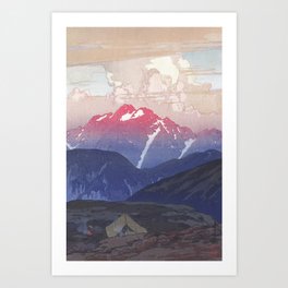 Hiroshi Yoshida, Mount Tsurugi In The Morning, Tokushima - Vintage Japanese Woodblock Print Art Art Print