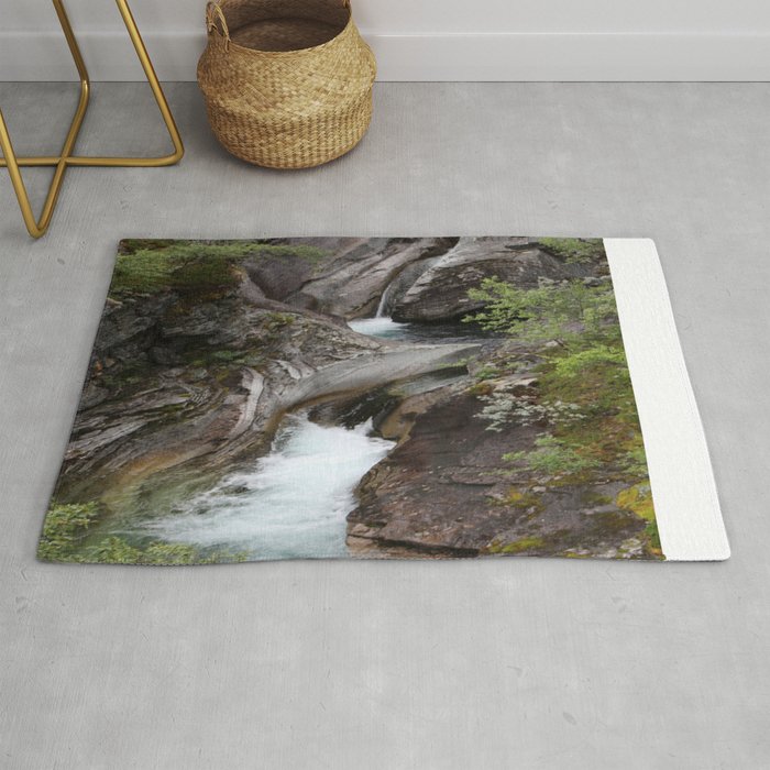 Norwegian waterfall photo, landscape photos, pothole, Instant download, Fine art gifts  Rug