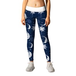 Sun and Moon Leggings | Moon, Universe, Stars, Astronomy, Digital, Glaxy, Sky, Eclipse, Space, Esoteric 