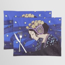 Oriental girl vintage painting Placemat