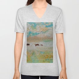 Wild Horses Summer Shimmer by CheyAnne Sexton V Neck T Shirt