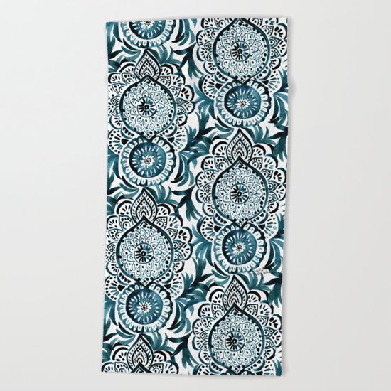 Mandala Medallion Deep Teal Beach Towel