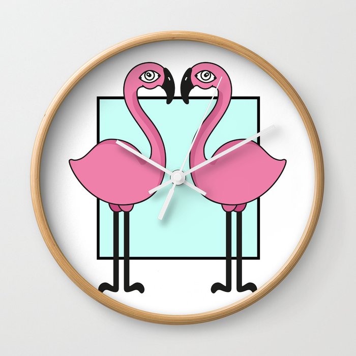 Flamingo's love Wall Clock