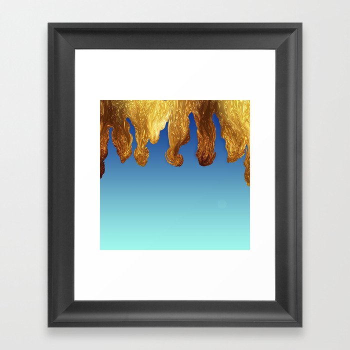 Blue And Gold  Glitter Gradient Ombre Sombre Pattern Abstract,Sparkles,luxury,glam,shine,shiny,chic,girly, Framed Art Print