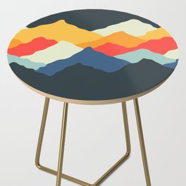 Retro 50s and 60s Classic Vintage Palette Mid-Century Minimalist Mountains Abstract Art Side Table