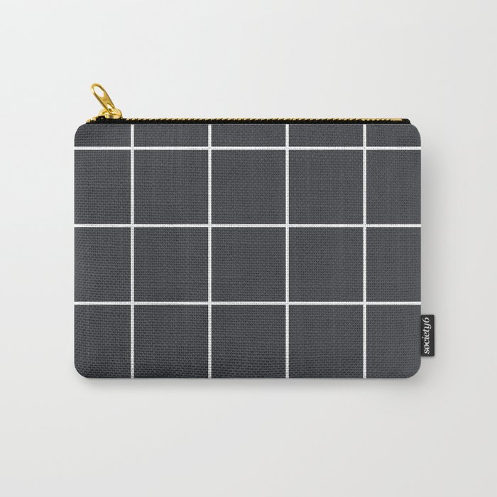 Minimal grid pattern on dark lava Carry-All Pouch