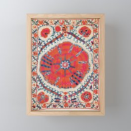 Large Medallion Suzani Bokhara Uzbekistan Embroidery Print Framed Mini Art Print