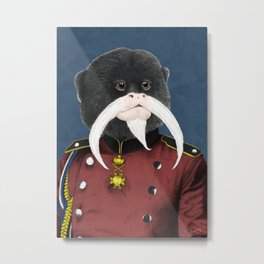 Emperor Tamarin Metal Print | King, Humour, Titi, Moustache, Imperium, Illustration, Blue, Animal, Furry, Beard 