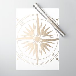 Gold on White Compass Wrapping Paper