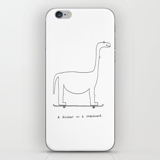 a dinosaur on a skateboard. iPhone Skin