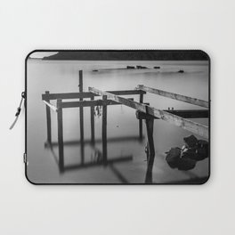 Pier Structure And Reflections in Black & White Laptop Sleeve