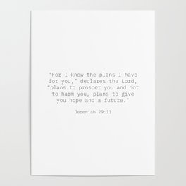 Jeremiah 29:11 Typewriter Font Poster