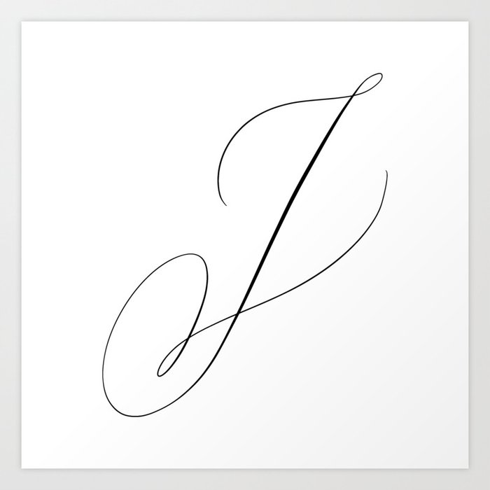 Letter J in Calligraphy. Calligraphed letter J. Handlettered J -  Handlettering. Majuscule, Capital letter. Cursive writing. Black and White  wall art. Art Print. Art Print by Maxcript - Calligraphed prints to provid  | Society6