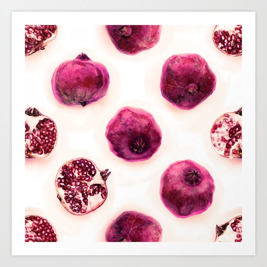 Pink Pomegranate Polka Dots Art Print