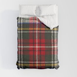 Scottish tartan pattern. Red and white wool plaid print as background. Symmetric square pattern. Duvet Cover