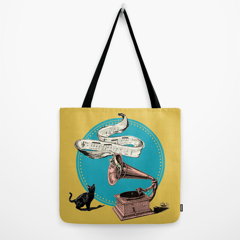 The Cat And The Song Cat Emerald Tote Bag By Chiccabesso Society6