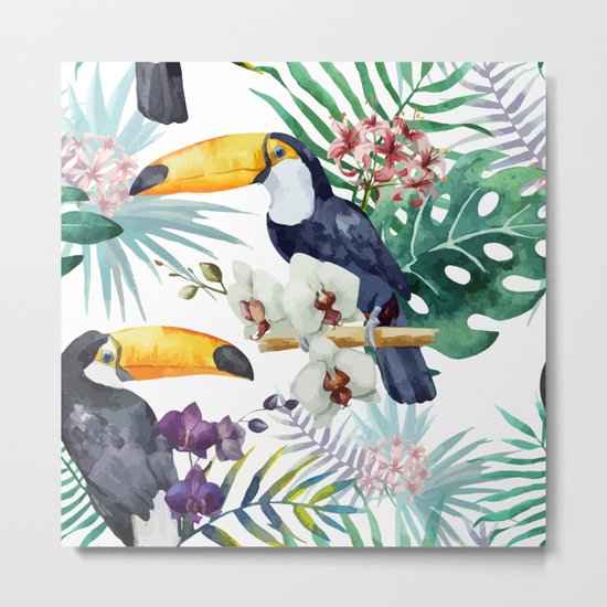Tropical Bird Pattern 04 Metal Print