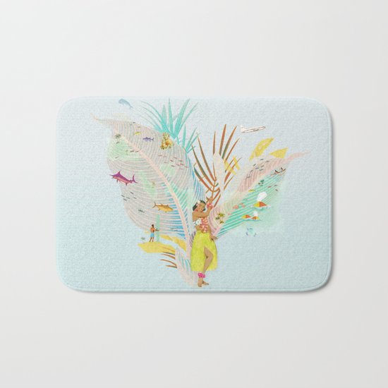 Aloha, Hawaii (Blue) Bath Mat