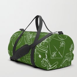 Green and White Toys Outline Pattern Duffle Bag