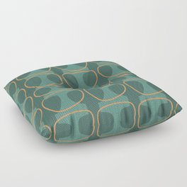 Teal and Orange Mid Century Modern Abstract Ovals Floor Pillow