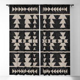 Southwestern Pattern 129 Black and Linen Blackout Curtain