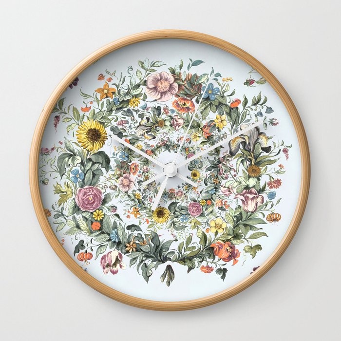 Romantic flower wreath Wall Clock