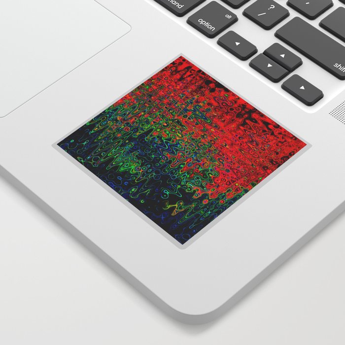 Swirling Surrealistic Pattern In Red And Green Sticker
