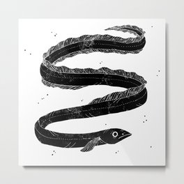 European Eel Metal Print | Digital, Detail, Nature, Fish, Graphicdesign, Eel, Black, Underwater, Linework, Illustration 