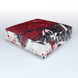 Groove In The Fire - Black and red abstract splash painting by Rasko Outdoor Floor Cushion