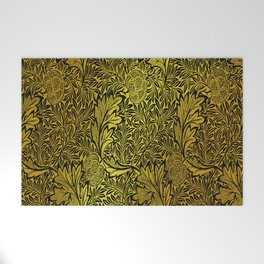 William Morris Black And Gold Floral Pattern Vintage Floral Pattern Victorian Botanical Pattern Welcome Mat