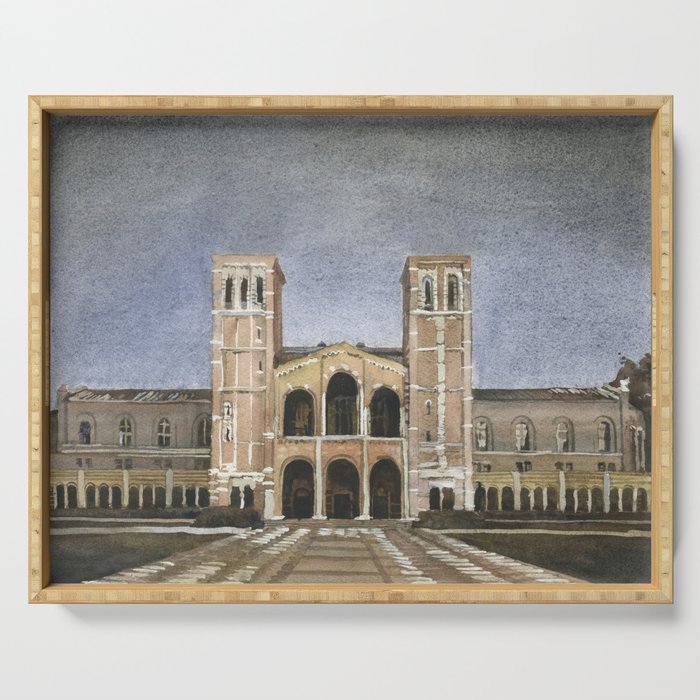 Royce Hall on the UCLA campus.  Watercolor painting Royce Hall UCLA artwork Bruins Los Angeles Serving Tray