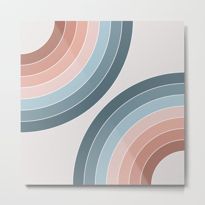 Blue and pink retro style circles Metal Print