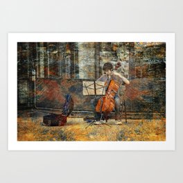 Sidewalk Cellist Art Print