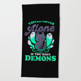 Me And My Demons - Cute Evil Cat Gift Beach Towel