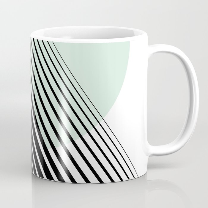 Rising Sun Minimal Japanese Abstract White Black Mint Green Coffee Mug