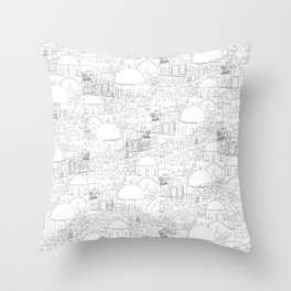 Greece santorini illustration pattern Throw Pillow