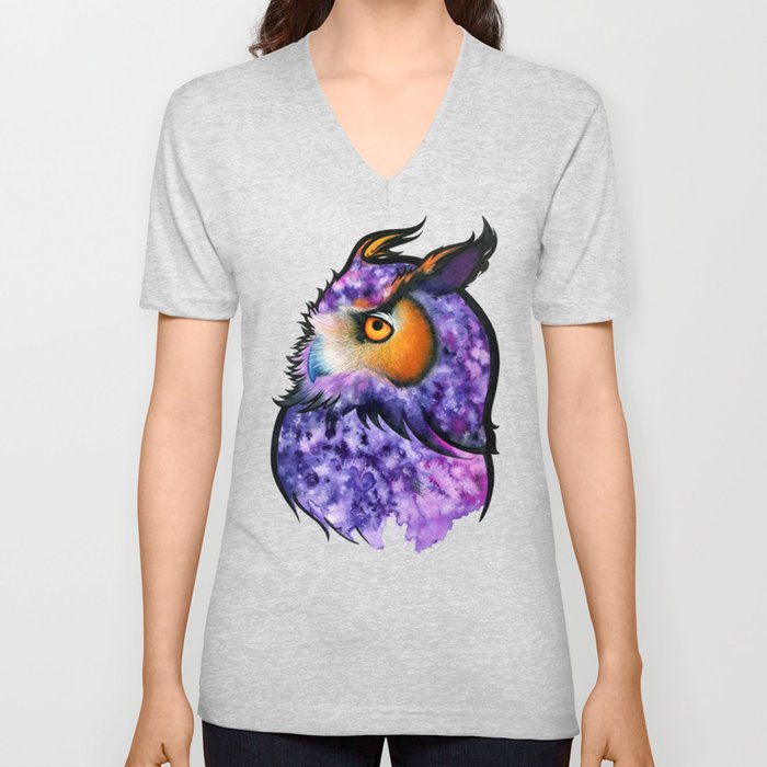 Cosmic Owl V Neck T Shirt