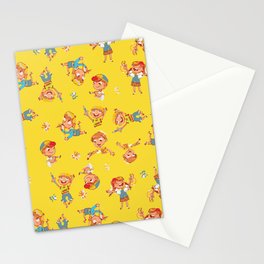 Kid's Painter Seamless Pattern Yellow Stationery Card