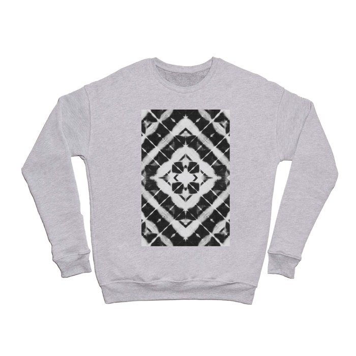 Shibori style black and white diagonal striped tile Crewneck Sweatshirt