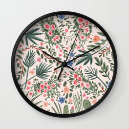 Desert Palm Wall Clock | Boho, Flowers, Pink, Botanicalgarden, Watercolor, Desert, Pattern, Curated, Peach, Blush 