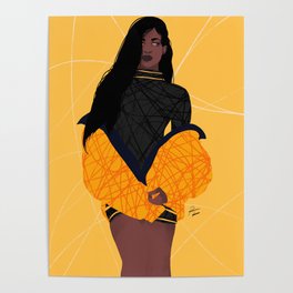 Cool indian girl in dress and orange jacket Poster