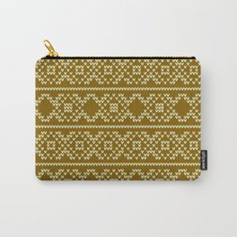 Decorative Gold and White Christmas Knit Pattern Carry-All Pouch