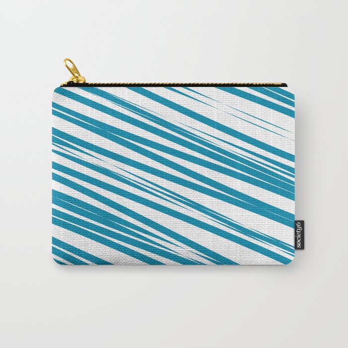 Turquoise stripes background Carry-All Pouch
