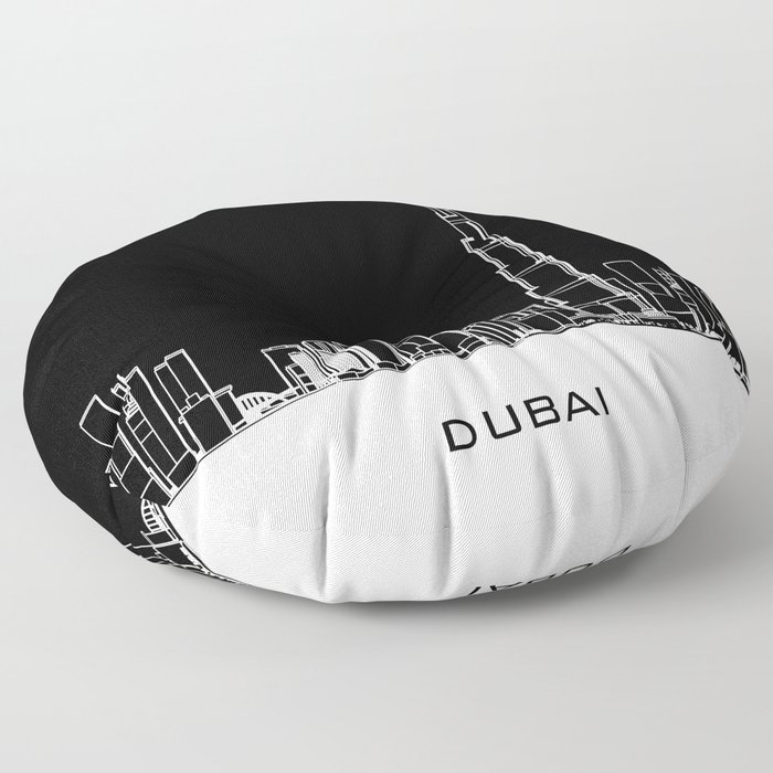 Dubai Skyline - Black Base Floor Pillow