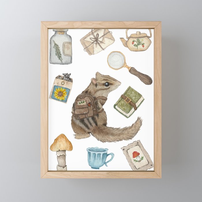 Adventure Chipmunk Framed Mini Art Print