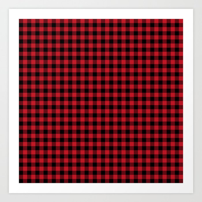 Winter red and black plaid christmas gifts minimal pattern plaids checked Art Print