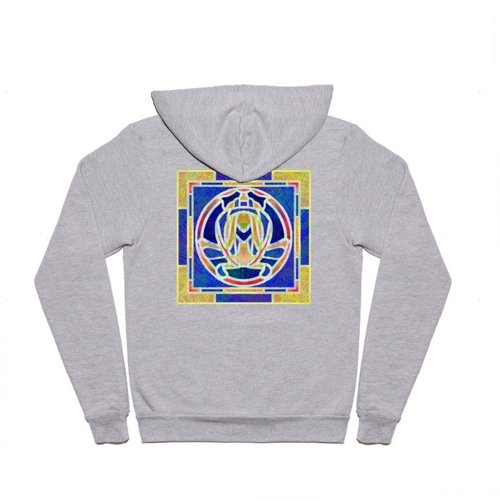 Stained Glass Circle Pattern in Blue and Yellow Hoody