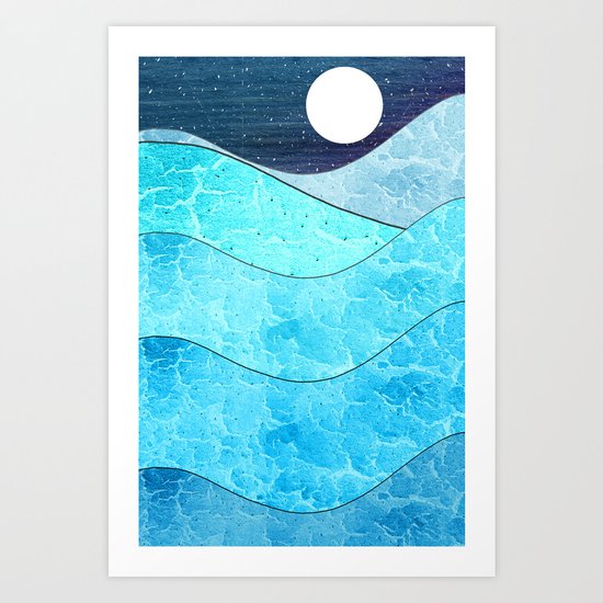 Ice Blue Waves Art Print